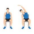 Man doing seated side bends or lat stretch exercise