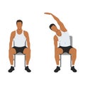 Man doing seated side bends or lat stretch exercise
