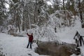 Wonderful winter landscape.The creek and trees are covered with snow Royalty Free Stock Photo