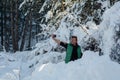 The man is doing selfi in snow Royalty Free Stock Photo