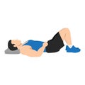 Man doing semi supine laying down or constructive rest position exercise