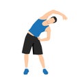 Man doing side bends, stretching hand on hips. Sport exercise, fitness