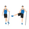 Man doing side lateral leg or hip swings exercise