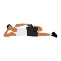 Man doing side lying quad stretch exercise