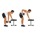 Man doing Single arm bent over row exercise. Flat vector Royalty Free Stock Photo