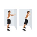 Man doing Single arm wall push up exercise.