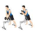 Man doing single dumbbell spider hammer curl exercise Royalty Free Stock Photo