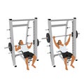 Man doing smith machine incline bench press exercise Royalty Free Stock Photo