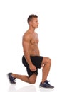 Man Doing Split Squat. Side View