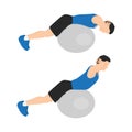 Man doing stability or swiss ball back extensions exercise Royalty Free Stock Photo