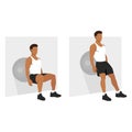 Man doing Stability or Swiss ball wall squat exercise