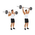 Man doing Standing behind the neck barbell shoulder press exercise. Royalty Free Stock Photo