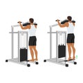 Man doing standing calf raise with assisted machine. Flat vector Royalty Free Stock Photo