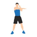 Man doing Standing cross body arm. Shoulder stretch exercise