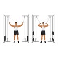 Man doing Standing high pulley cable curl. flat vector illustration Royalty Free Stock Photo