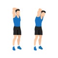 Man doing Standing reach up back rotation stretch exercise Royalty Free Stock Photo