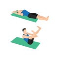 Man doing star crunch or crunches. Abdominals exercise Royalty Free Stock Photo