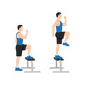 Man doing Step up with knee raises exercise. Royalty Free Stock Photo