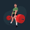 Man doing Sumo Barbell deadlift exercise.