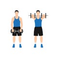 Man doing Two arm dumbbell front shoulder raises