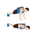 Man doing Weighted push up. Flat vector illustration isolated