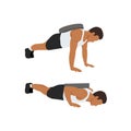 Man doing Weighted push up. Flat vector