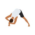 Man doing wide legged forward bend pose prasarita padottanasana exercise Royalty Free Stock Photo