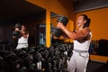 Man doing workout with barbell