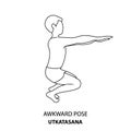 Man doing yoga Awkward Pose or Utkatasana line