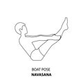 Man doing yoga Boat Pose or Navasana line Royalty Free Stock Photo