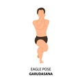 Man doing yoga. Eagle Pose or Garudasana, Vector