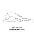 Man doing yoga half tortoise pose, ardha kurmasana line