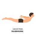 Man doing yoga locust pose or salabhasana vector