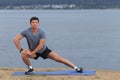 Man doing yoga outdoor. Royalty Free Stock Photo