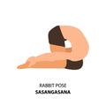 Man doing yoga rabbit pose or sasangasana vector icon