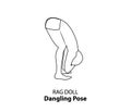 Man doing yoga rag dol pose or dangling line icon