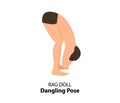 Man doing yoga rag dol pose or dangling vector
