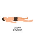 Man doing yoga, Shavasana Corpse Pose, Mrtasana vector Royalty Free Stock Photo