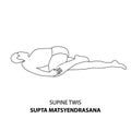 Man doing yoga supine twist or supta mtsyendrasana line