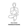 Man doing yoga teo stand pose, padangusthasana line