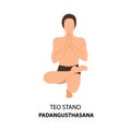 Man doing yoga teo stand pose or padangusthasana vector