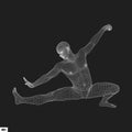 Man Doing Yoga Workout. 3D Model of Man. Healthy Concept