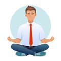 Man doing yoga. Yogi sitting in padmasana lotus pose, meditating, relaxing, calm down and manage stress