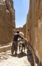 Man and donkey in Kharanagh Village, Iran Royalty Free Stock Photo