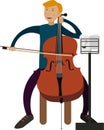 Man double bass orchestra player vector icon isolated on white Royalty Free Stock Photo