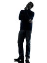 Man doubtful thinking silhouette full length