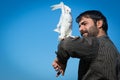 A Man With a Dove Royalty Free Stock Photo