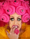 Man in Drag Biting Fingernails Royalty Free Stock Photo