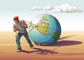 Man Dragging Globe