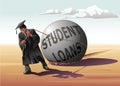 Man Dragging Student Loans Royalty Free Stock Photo